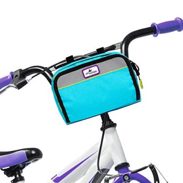 Imagem de Bolsa infantil para bicicleta – Bolsa para guidão de bicicleta com moldura frontal rápida – Cesta de bicicleta de tecido – Bolsa para bicicleta impermeável para meninos e meninas, bicicleta ou scooter – Converte em bolsa transversal (azul azul)