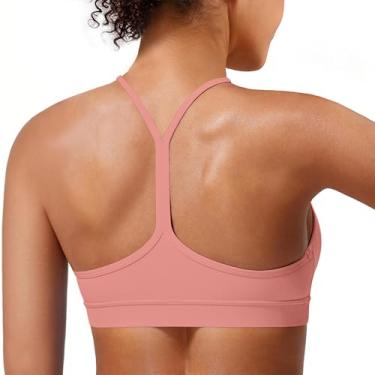 Imagem de Sutiã esportivo acolchoado com costas em Y para mulheres – costas nadador com alças finas de baixo impacto para ioga e treino