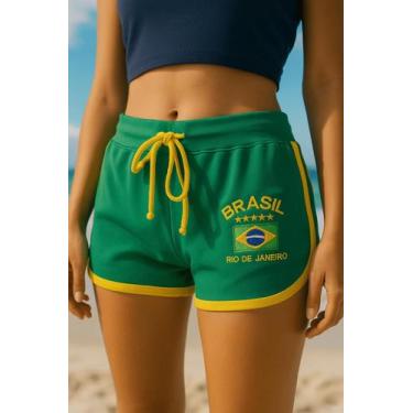 Imagem de Short Do Brasil Bordado Feminino Vintage Curto - ToJoia18k, Verde, P