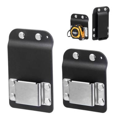 Imagem de KIBBEH Pacote com 2 clipes de fita métrica universal para cintos de 3,8 a 7,6 cm, suporte resistente com liberação rápida, design sem remoção de cinto para carpinteiros, empreiteiros e comércios