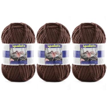 Imagem de Fio de chenille grosso para crochê - pacote com 3 unidades de 100 g - #6 super volumoso - poliéster - fio de cobertor de bebê para cobertores de crochê Amigurumi (3, curry escuro)