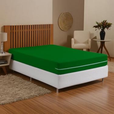Imagem de Capa de Colchão Queen Malha com Zíper – Proteção Total 30 cm impermeável Hipoalergênica (verde escuro)