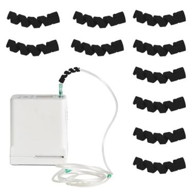 Imagem de 10 unidades de tubo de oxigênio suporte alisador de crimpagem para concentrador de oxigênio portátil mangueira de oxigênio cânula nasal, tubo de oxigênio suporta acessórios de oxigênio (preto)