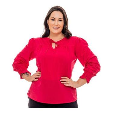 Imagem de Blusa Feminina Plus Size Camisa Social Exclusivas Manga Longa Elegante