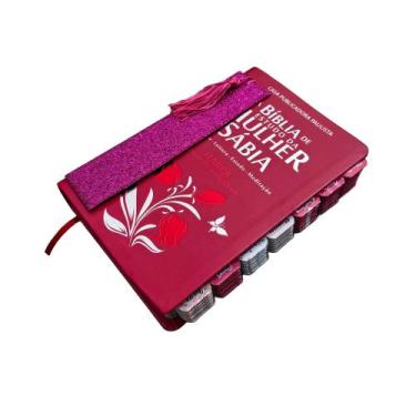 Imagem de Bíblia De Estudo Da Mulher Sábia Vermelha Tulipa Marca Pagina Falas Co