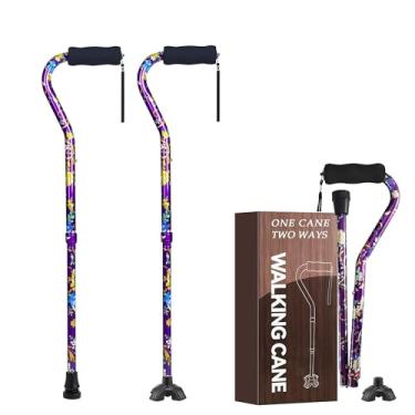 Imagem de Bengala de caminhada para mulheres e homens, bengala dobrável leve com alça deslocada, bengala ajustável para equilíbrio de mobilidade de idosos, base pequena, flor de 81-94 cm