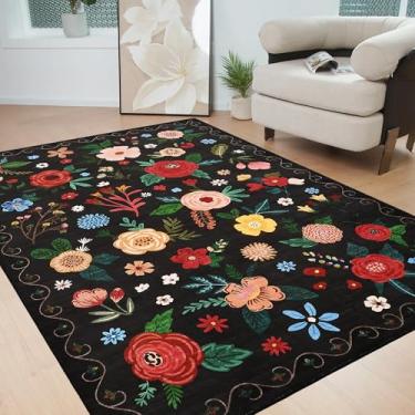 Imagem de Garvee Tapete floral vintage de 2,5 x 3,5 m para sala de estar, tapetes grandes laváveis na máquina, antiderrapante, vintage, tapete macio para quarto/sala de jantar/fazenda/berçário/apartamento