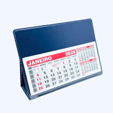 Imagem de Calendário De Mesa 2026, Calendário Executivo, Folhinha de Mesa Azul - KIT 10 UNIDADES