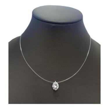Imagem de Colar Gargantilha Pedra Zirconia Prata Ponto De Luz Nylon - Geral
