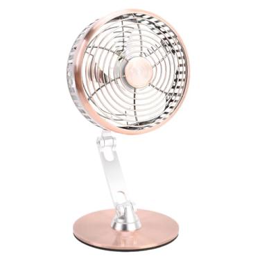 Imagem de Diydeg Ventilador de Mesa, 3 Velocidades Ajustáveis de Metal Silencioso fã de Desktop 360 ° Rotação Pequena USB Recarregável 3 Eixo Dobrável Ventilador de Resfriamento para Escola de (Bronze)