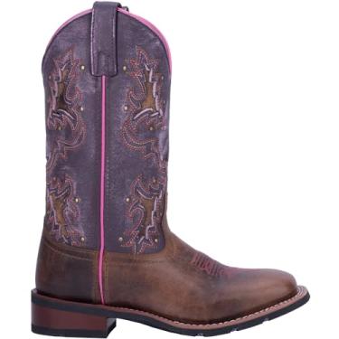 Imagem de Laredo Botas femininas Laredo Lola bico quadrado salto baixo cano médio 2,5-5 cm - marrom, roxo, Bronzeado/roxo, 9.5