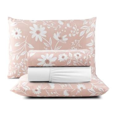 Imagem de Jogo de Cama Casal Box 4 Peças Micropercal 200 Fios com Lençol com Elástico e Fronhas – Toque Aveludado(Sofhia)