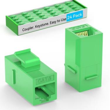 Imagem de Acoplador Keystone Sokqovt CAT6 RJ45 fêmea para fêmea (pacote com 24)