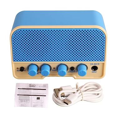 Imagem de Amplificador de Guitarra Elétrica Dual Channel Bluetooth 5.0 Recarregável Portátil Mini Guitarra Amp Speaker com Clean Overdrive Efeitos Entrada AUX para Indoor Outdoor Prática (Azul)