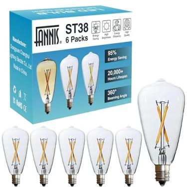 Imagem de FANNIS 6 peças ST38 Edison pequena lâmpada 2W equivalente a 10W-15W-20W E12 lâmpadas LED de vidro transparente base quente para lustres ventiladores candelabros ao ar livre ST38 cordão de luzes