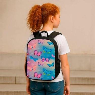 Imagem de Mochila Escolar Média Infantil 10 Litros Nylon Reforçada Desenho Versátil Passeio Borboletas-Masculino