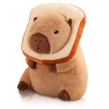 Imagem de Almofada de capivara de pelúcia NXNYNZ Cute Kawaii com chapéu de pão