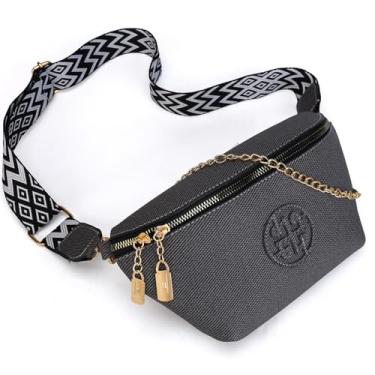 Imagem de LAVTUG Pochetes para mulheres, masculinas, bolsas transversais, boho, bolsas de couro vegano, bolsa de cintura moderna para viagens, bolsa de peito de designer, Preto, Small, Diariamente, simples