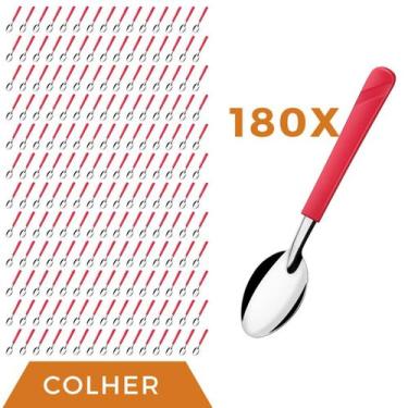 Imagem de Jogo 180 Peças Colher de Sopa Vermelho Aço Inox Luna Almoço - Taumer, 