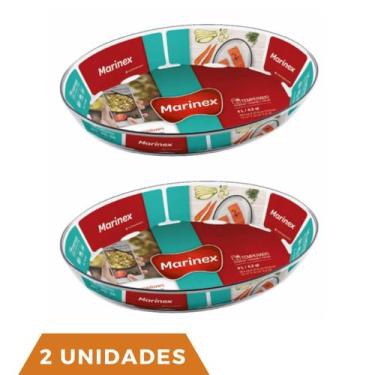 Imagem de 2 Assadeira Oval Vidro 4L Sobremesas Assados Carnes Marinex - NADIR FI