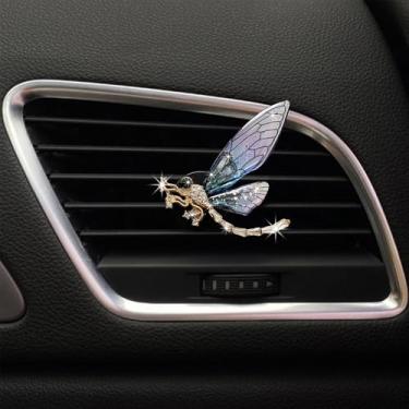 Imagem de Clipes de ventilação Bling Dragonfly, lindos clipes de ventilação de purificadores de ar de carro, clipe de ventilação difusor automático de diamante de strass para mulheres e meninas, acessórios de