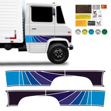 Imagem de Faixa Caminhão Mb 608 Mercedes Benz Adesivo Lateral Azul - SPORTINOX