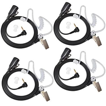 Imagem de HYS Fone de ouvido intra-auricular de tubo transparente com redução de ruído de baixo perfil para Motorola T200TP T260 T100 T100TP T402 T460 T465 T600 T600 T605 T800 Rádio Talkabout (pacote com 4)