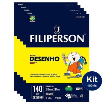 Imagem de Bloco Papel para Desenho A4 100 Folhas Branco Filiperson Escolar Ideal