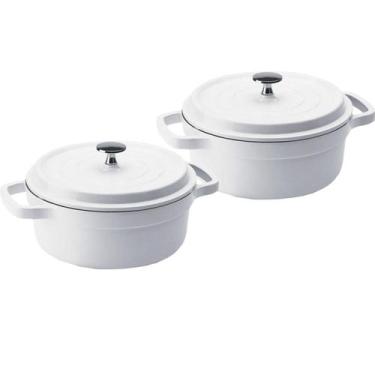 Imagem de Kit Conjunto Caçarola Hercules Revestimento Ceramico Indução Branca 6,