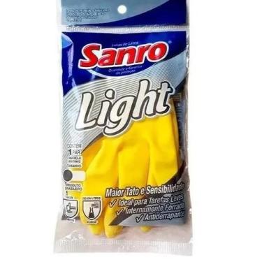 Imagem de Luva limpeza látex multiuso sanro light amarela forrada tamanho p, Lig