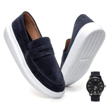 Imagem de Mocassim Masculino Sola Alta Loafer Couro Camurça Conforto Qualidade +