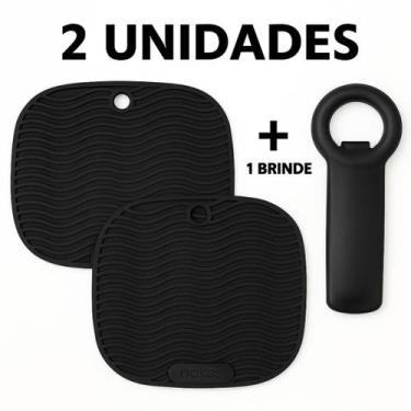 Imagem de Kit 2 Descanso de Panela Silicone Antiderrapante 1 Brinde Abridor de C