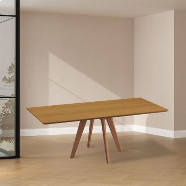Imagem de Mesa De Jantar Maisa Tampo Laminado Cinamomo E Pés Em Madeira Maciça Natural 1,80m