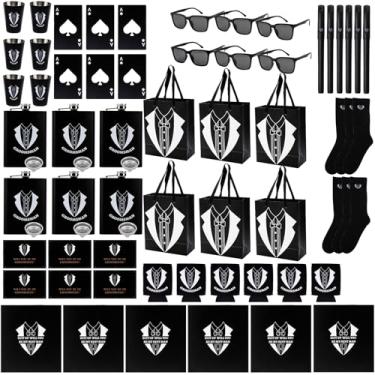 Imagem de 2 MULE TEAM Conjunto de 66 peças para padrinhos, presentes de propostas de padrinhos com taças de vinho, abridor de garrafas de vinho, cartões, sacos de presente, caixas de presente, capas de latas