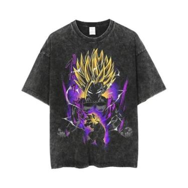 Imagem de Camiseta Vintage Masculina Dragon Ball Z Vegeta Manga Curta Ajuste Sol