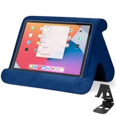 Imagem de Suporte universal multiângulo para tablet - suporte macio com suporte de telefone preto para colo, joelho, sofá e cama, compatível com iPad Pro 9.7, 10.5, 12.9 Air Mini 4 3, Kindle, Galaxy Tab