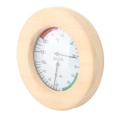 Imagem de Higrotermógrafo de Sauna Termômetro e Higrômetro de Monitoramento Em Tempo Real para Exibição de Temperatura e Umidade Ambiente de Sauna, Construção de Madeira para Decoração de
