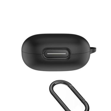 Imagem de Keminsung Capa compatível com Soundcore Sport x20, fones de ouvido sem fio, material de silicone, à prova de choque, capa protetora portátil exclusiva com mosquetão (preto)
