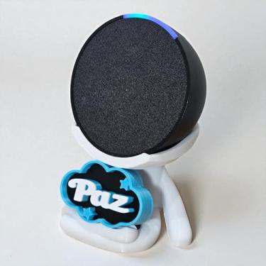 Imagem de Suporte Alexa Echo POP Escultura Robert Plaquinha Paz e outros. Decoração criativa, música, som, stand de mesa Amazon