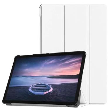 Imagem de ZZOUGYY Capa de tablet para Samsung Galaxy Tab S4 10.5 T830 T835 T837 4G LTE (versão 2018), capa de couro leve ultrafina com suporte fólio para Galaxy Tab S4 10.5 SM-T830 T835C T837V (KST-branco)