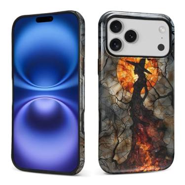 Imagem de Kapadiy Capa para iPhone 17 Pro Max, design de vitral de bruxa lua de bruxa híbrida proteção dupla de silicone rígido PC à prova de choque capa protetora fina antiarranhões para homens e mulheres