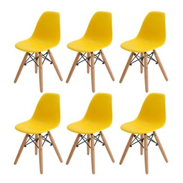 Imagem de Kit 6 Cadeiras Eiffel Dkr Infantil Rivatti Pp Amarelo