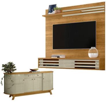 Imagem de Estante Home Theater Bancada Frizz Sublime Com Aparador Para Sala Buffet Mônaco Cumaru Opala - Madetec