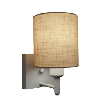 Imagem de Arandela Quadrada Md-2033 Branco Cúpula Em Tecido Cilíndrica Palha - Bivolt