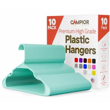 Imagem de Cabides de plástico – Conjunto de cabides resistentes para organizar roupas, vestidos e casacos, comporta até 2,3 kg, cabides que economizam espaço com ranhuras antiderrapantes nos ombros, pacote com