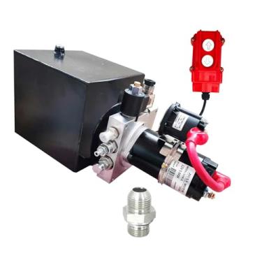 Imagem de Unidade de energia hidráulica de 12 V, estação de bomba hidráulica para plataforma de elevação de carro, reboques basculantes (0,8 kW de ação única 6qt)