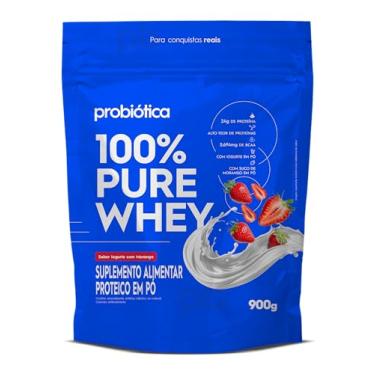 Imagem de Probiótica 100% Pure Whey Nova Fórmula - 900G Refil Iogurte com Morango -