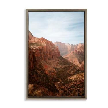Imagem de Stupell Industries Arte de parede deslumbrante Zion Canyon View marrom emoldurada flutuante, design por Jade Sharp Photo, 78 x 53 cm