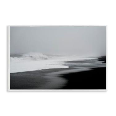 Imagem de Stupell Industries Cresting Waves Black Sand Coast White Framed Giclee Art, design by Jade Sharp Photo, 12 x 18