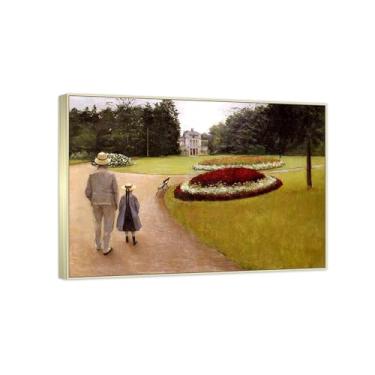 Imagem de Famosa pintura de arte de parede - (Manor Park) por Gustave Caillebotte - Reproduções impressas em tela - Imagens para decoração de sala de estar (40 x 56 cm (15,8 x 22,0 pol)/molduras champanhe)